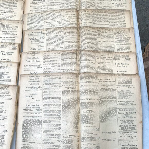 Vintage Wall Street Journal September 1931 Stock Market Crash Paper Ephemera - Picture 9 of 9